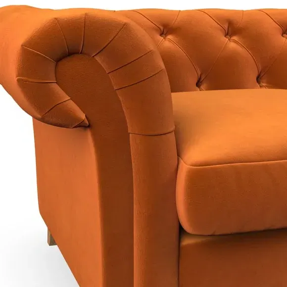 3-Seater Chesterfield Sofa - Ginger, Velvet
