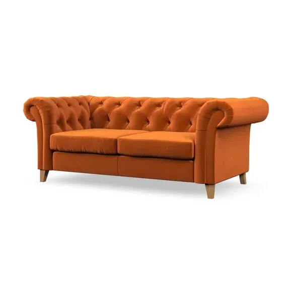3-Seater Chesterfield Sofa - Ginger, Velvet