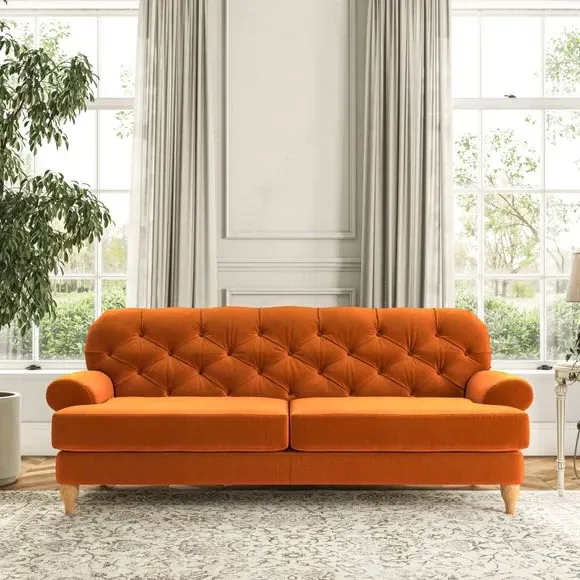 3-Seater Chesterfield Sofa - Ginger, Velvet
