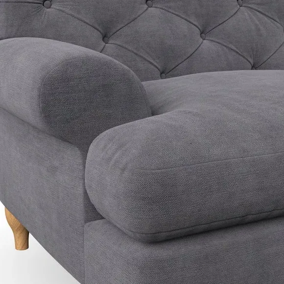 3-Seater Chesterfield Sofa - Grey, Chenille