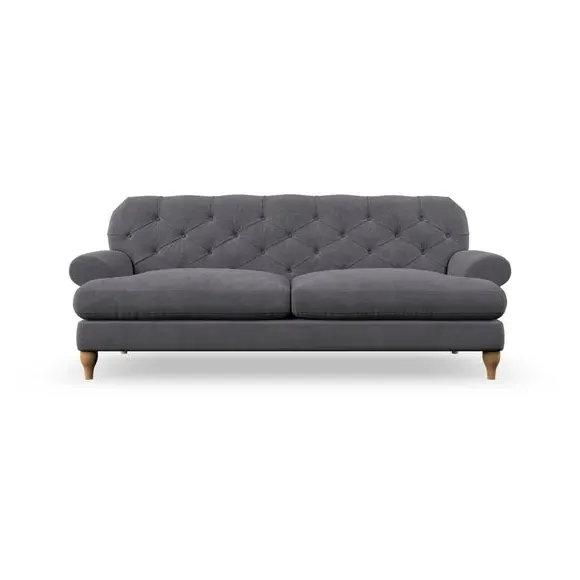 3-Seater Chesterfield Sofa - Grey, Chenille