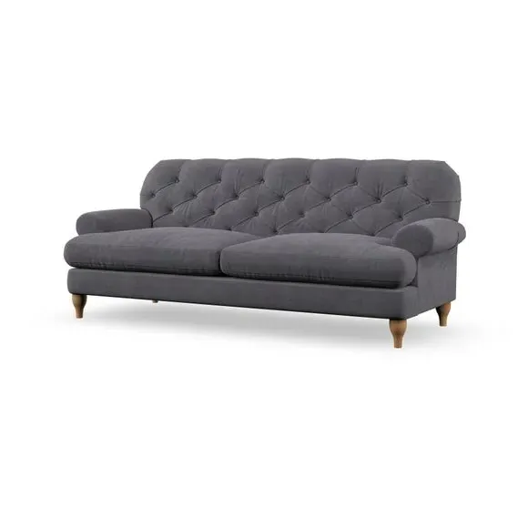 3-Seater Chesterfield Sofa - Grey, Chenille
