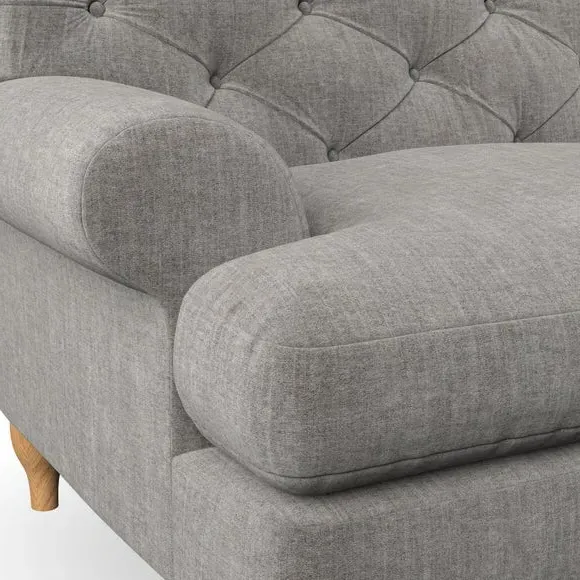 3-Seater Chesterfield Sofa - Grey, Chenille