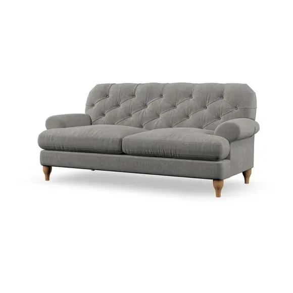 3-Seater Chesterfield Sofa - Grey, Chenille