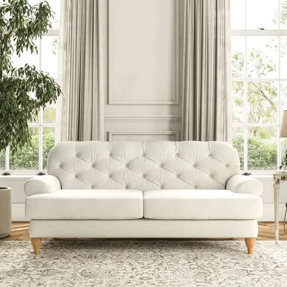 3-Seater Chesterfield Sofa - Ivory