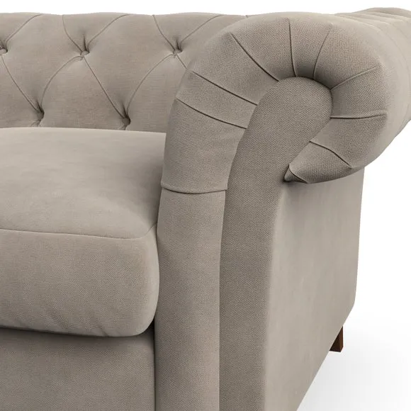 3-Seater Chesterfield Sofa - Mushroom, Chenille