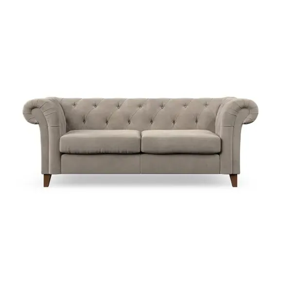 3-Seater Chesterfield Sofa - Mushroom, Chenille