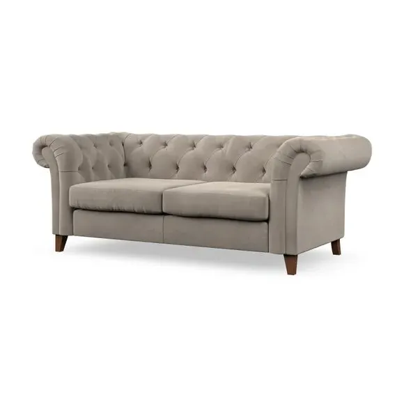 3-Seater Chesterfield Sofa - Mushroom, Chenille