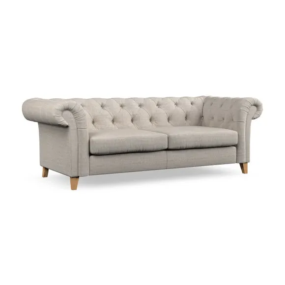 3-Seater Chesterfield Sofa - Natural, Weave