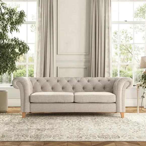 3-Seater Chesterfield Sofa - Natural, Weave