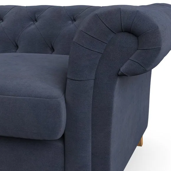 3-Seater Chesterfield Sofa - Navy, Chenille