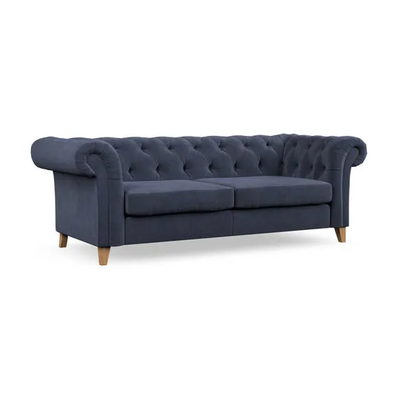 3-Seater Chesterfield Sofa - Navy, Chenille