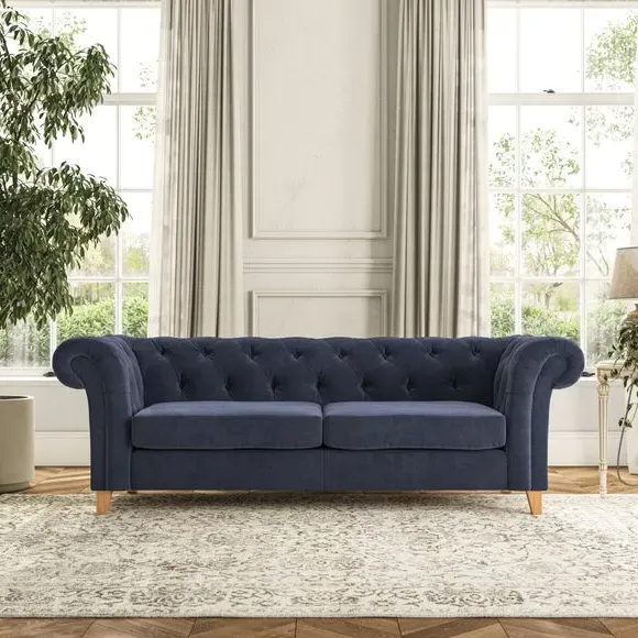 3-Seater Chesterfield Sofa - Navy, Chenille