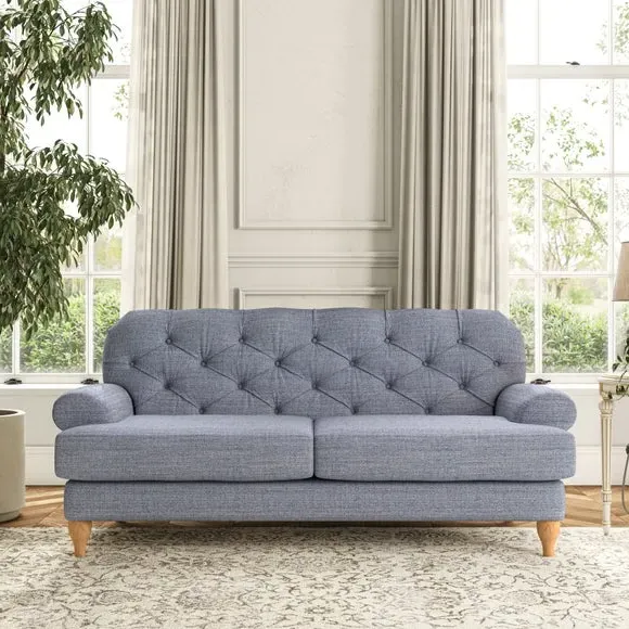 3-Seater Chesterfield Sofa - Navy, Fabric