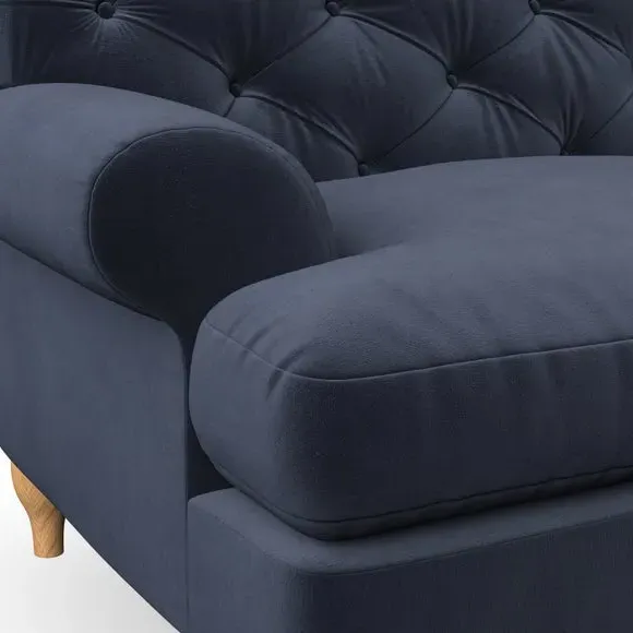 3-Seater Chesterfield Sofa - Navy, Velvet