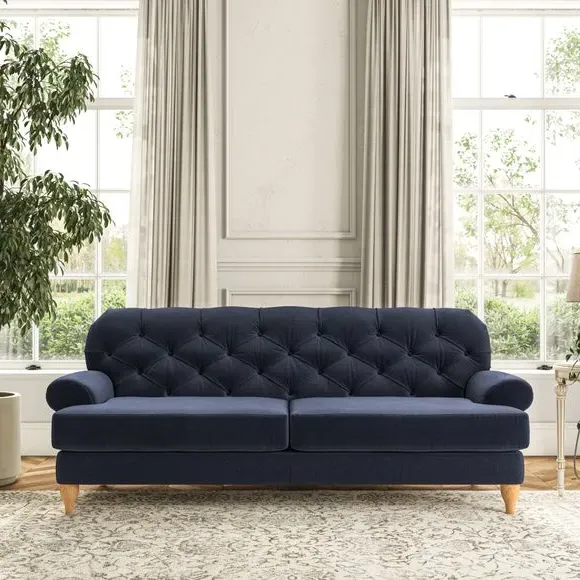 3-Seater Chesterfield Sofa - Navy, Velvet