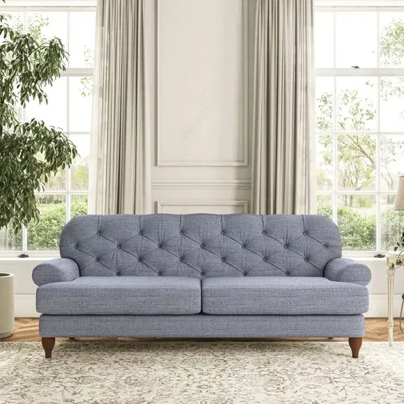 3-Seater Chesterfield Sofa - Navy, Weave