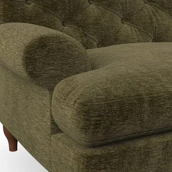3-Seater Chesterfield Sofa - Olive, Chenille