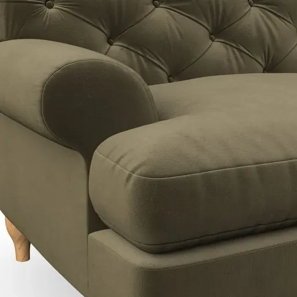 3-Seater Chesterfield Sofa - Olive, Velvet
