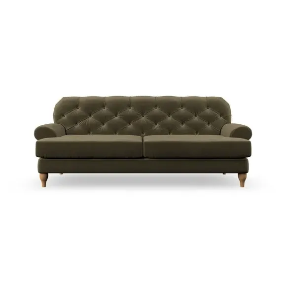 3-Seater Chesterfield Sofa - Olive, Velvet