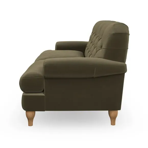 3-Seater Chesterfield Sofa - Olive, Velvet