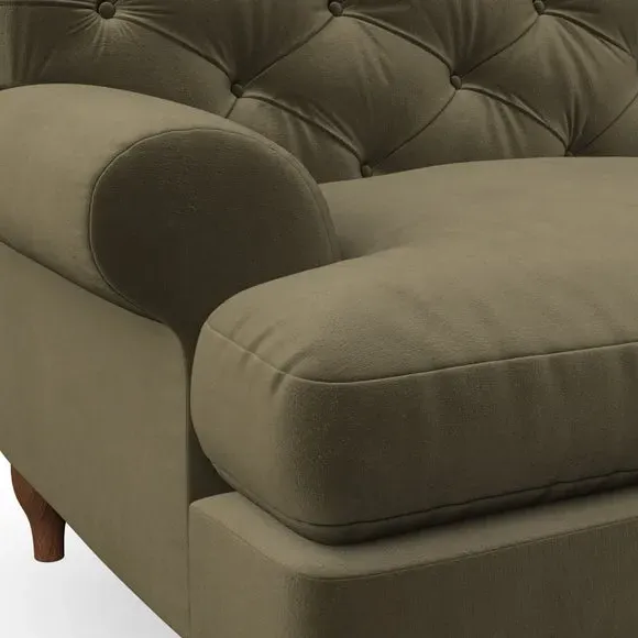 3-Seater Chesterfield Sofa - Olive, Velvet