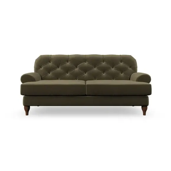 3-Seater Chesterfield Sofa - Olive, Velvet