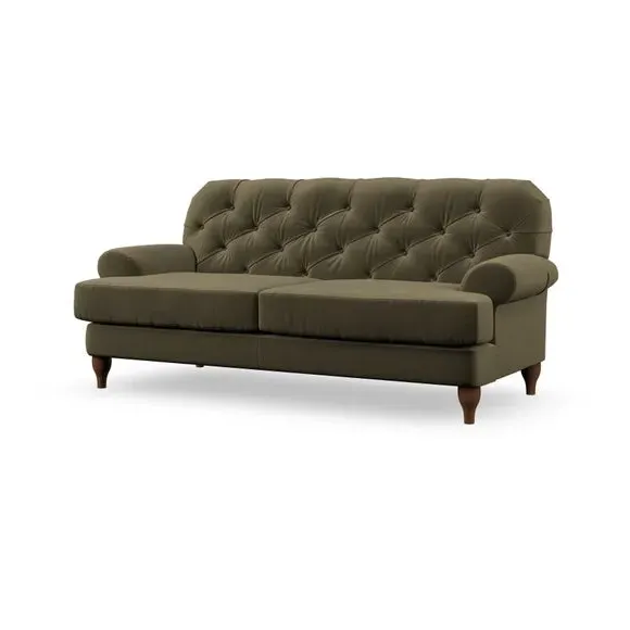 3-Seater Chesterfield Sofa - Olive, Velvet