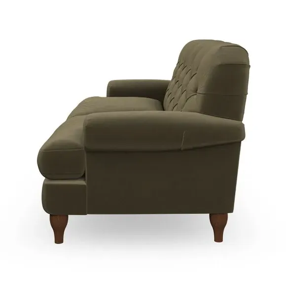3-Seater Chesterfield Sofa - Olive, Velvet