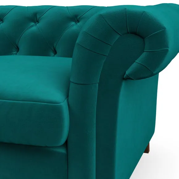 3-Seater Chesterfield Sofa - Peacock, Velvet