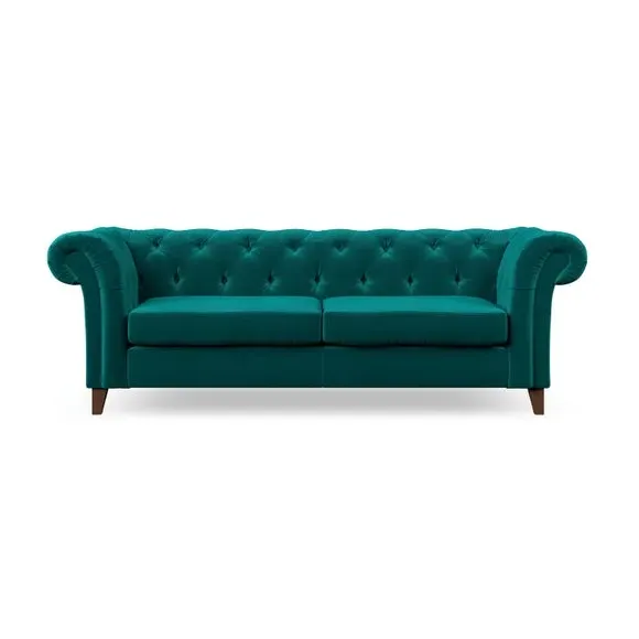 3-Seater Chesterfield Sofa - Peacock, Velvet