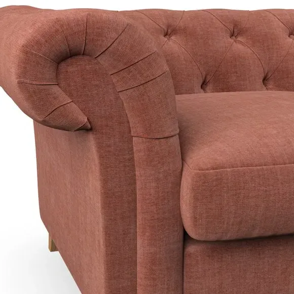 3-Seater Chesterfield Sofa - Terracotta, Chenille