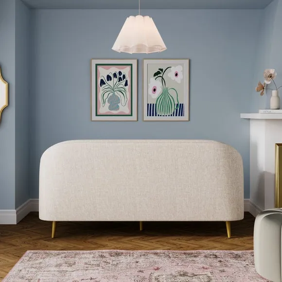3-Seater Compact Sofa Curved Back - Natural