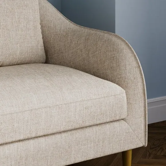 3-Seater Compact Sofa Curved Back - Natural