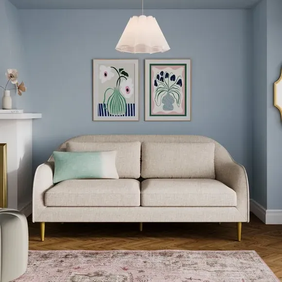 3-Seater Compact Sofa Curved Back - Natural image