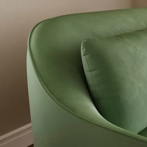 3-Seater Compact Sofa Curved Back - Sage, Velvet