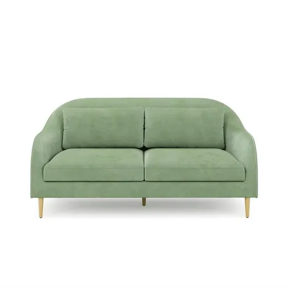 3-Seater Compact Sofa Curved Back - Sage, Velvet