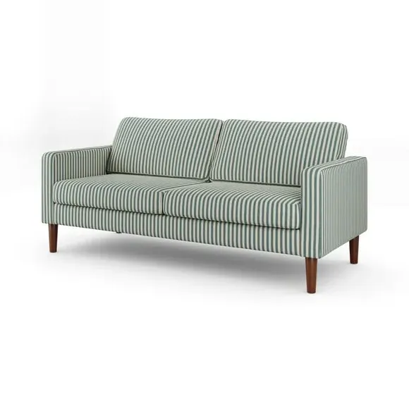 3-Seater Compact Sofa Striped - Green, Fabric