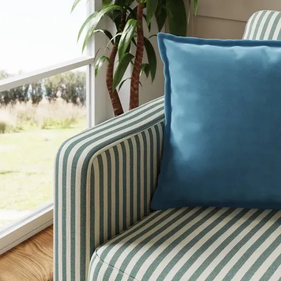 3-Seater Compact Sofa Striped - Green, Fabric