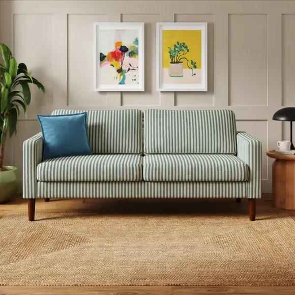 3-Seater Compact Sofa Striped - Green, Fabric image
