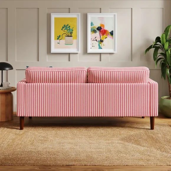 3-Seater Compact Sofa Striped - Pink, Fabric