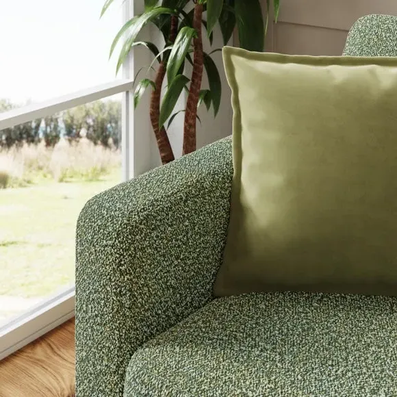 3-Seater Compact Sofa with Cushions - Green, Boucle