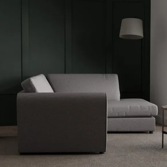 3-Seater Corner Sofa with Chaise - Grey, Fabric