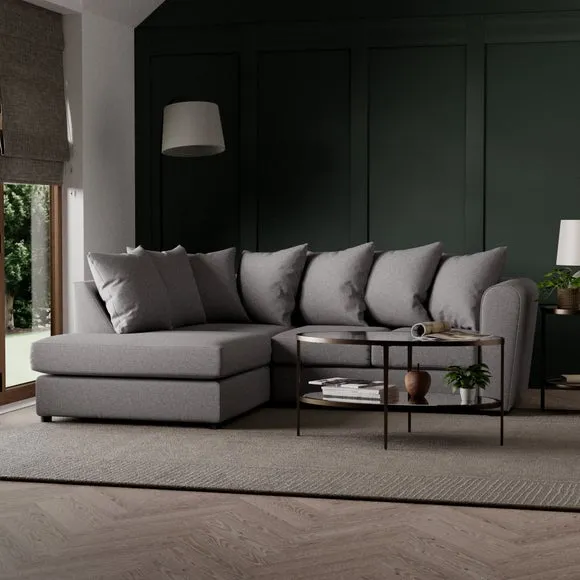 3-Seater Corner Sofa with Cushions - Grey, Fabric