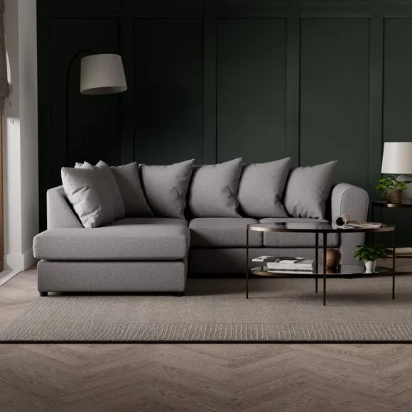 3-Seater Corner Sofa with Cushions - Grey, Fabric image