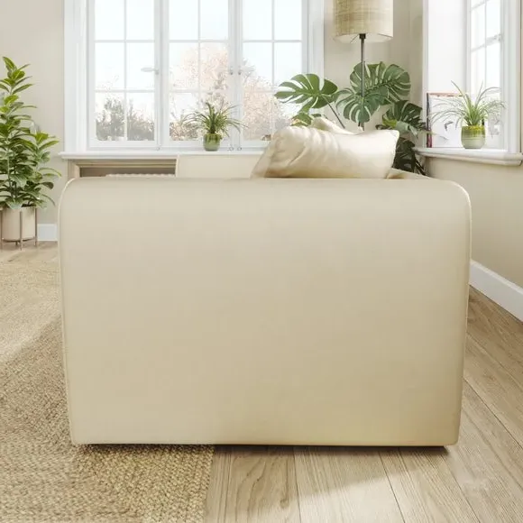 3-Seater Curved Arm Sofa - Champagne, Velvet image