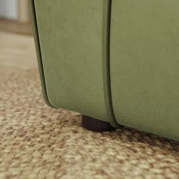 3-Seater Curved Arm Sofa - Dark Olive, Velvet