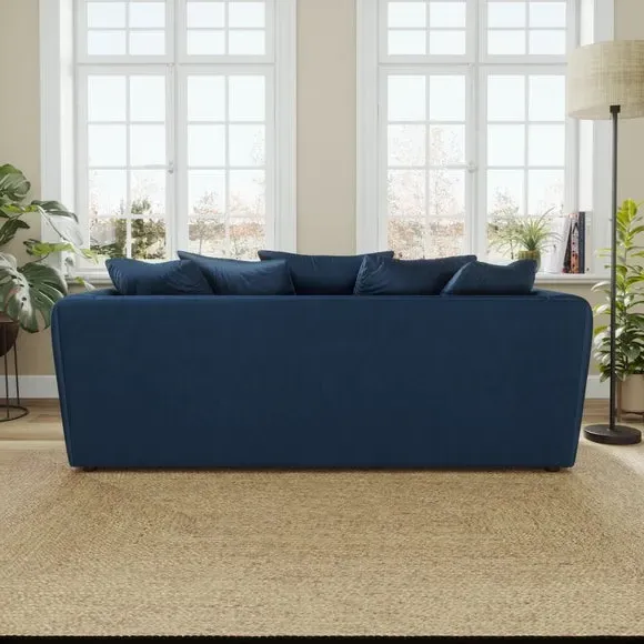 3-Seater Curved Arm Sofa - Navy, Velvet