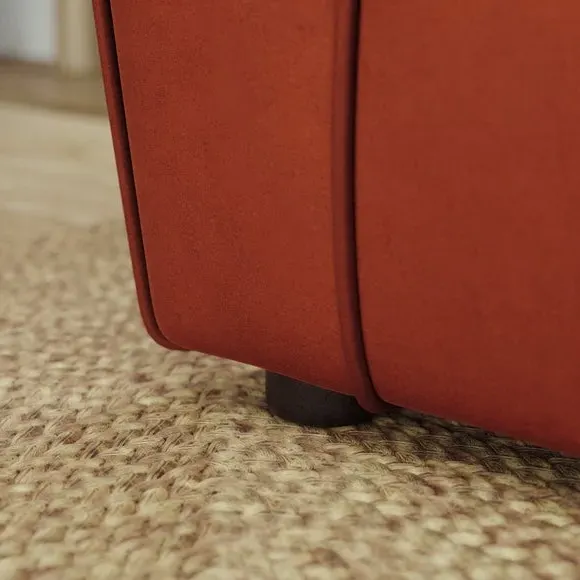 3-Seater Curved Arm Sofa - Orange, Velvet