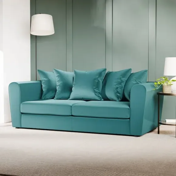3-Seater Curved Arm Sofa - Teal, Velvet